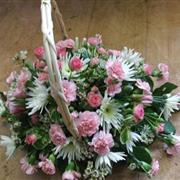 Pink and white basket