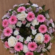 Pink and white wreath
